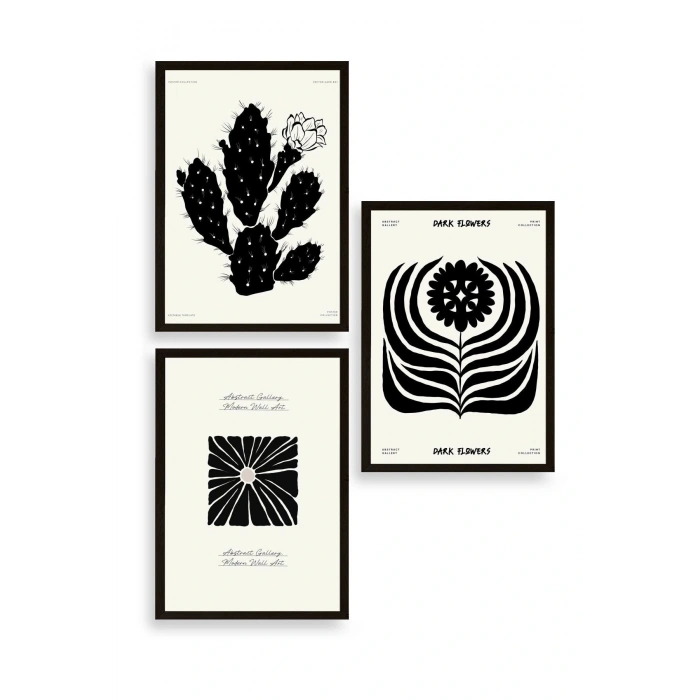 Modern Üçlü Ahşap Çerçeveli Tablo 50 x 70