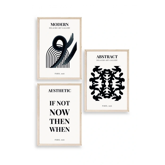 Modern Üçlü Ahşap Çerçeveli Tablo 50 x 70