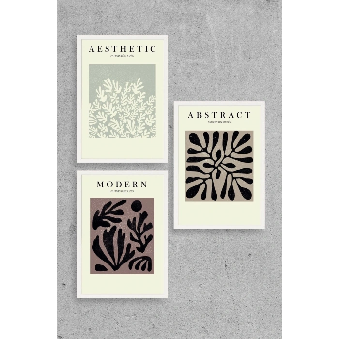 Modern Üçlü Ahşap Çerçeveli Tablo 50 x 70