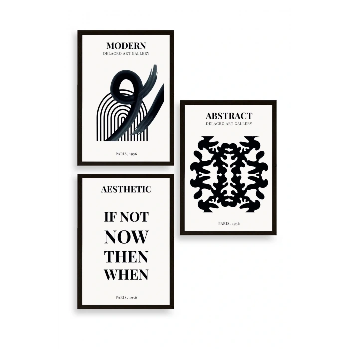 Modern Üçlü Ahşap Çerçeveli Tablo 50 x 70