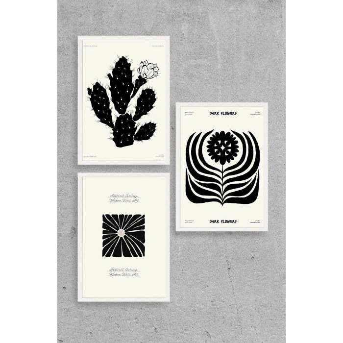 Modern Üçlü Ahşap Çerçeveli Tablo 50 x 70