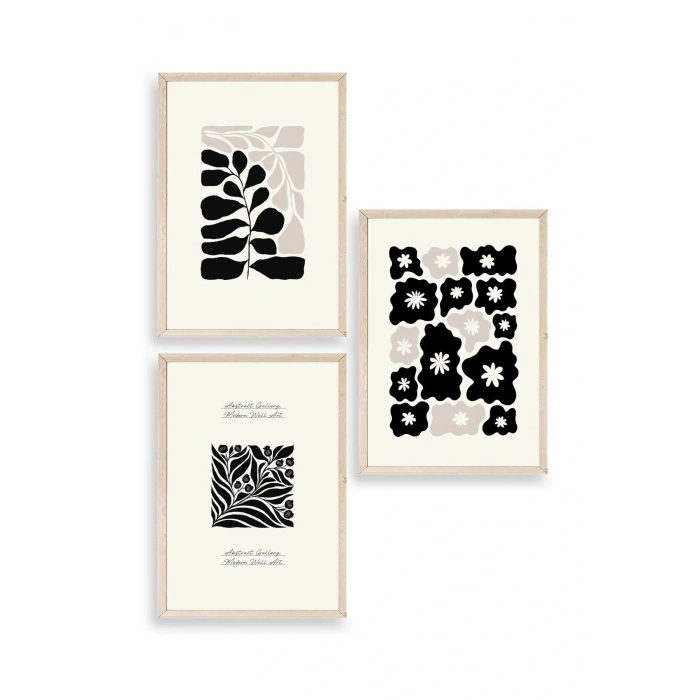 Modern Üçlü Ahşap Çerçeveli Tablo 50 x 70