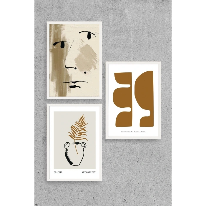 Modern Üçlü Ahşap Çerçeveli Tablo 50 x 70