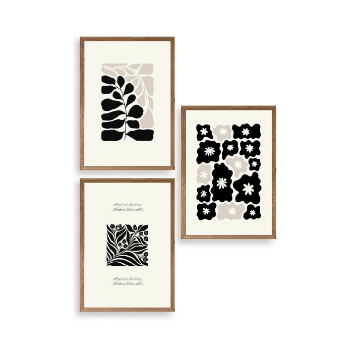 Modern Üçlü Ahşap Çerçeveli Tablo 50 x 70