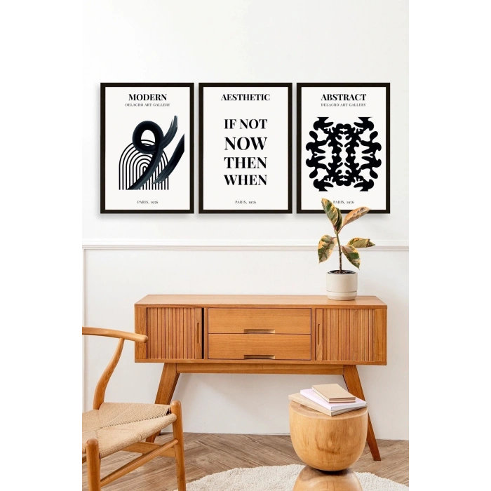 Modern Üçlü Ahşap Çerçeveli Tablo 50 x 70