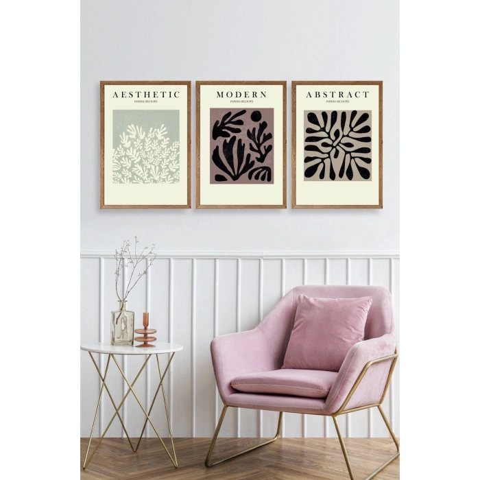Modern Üçlü Ahşap Çerçeveli Tablo 50 x 70