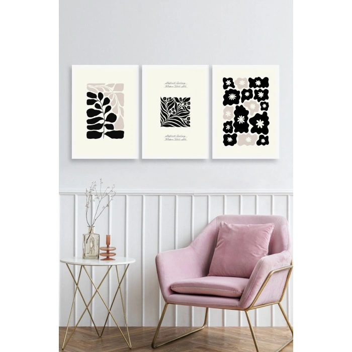 Modern Üçlü Ahşap Çerçeveli Tablo 50 x 70