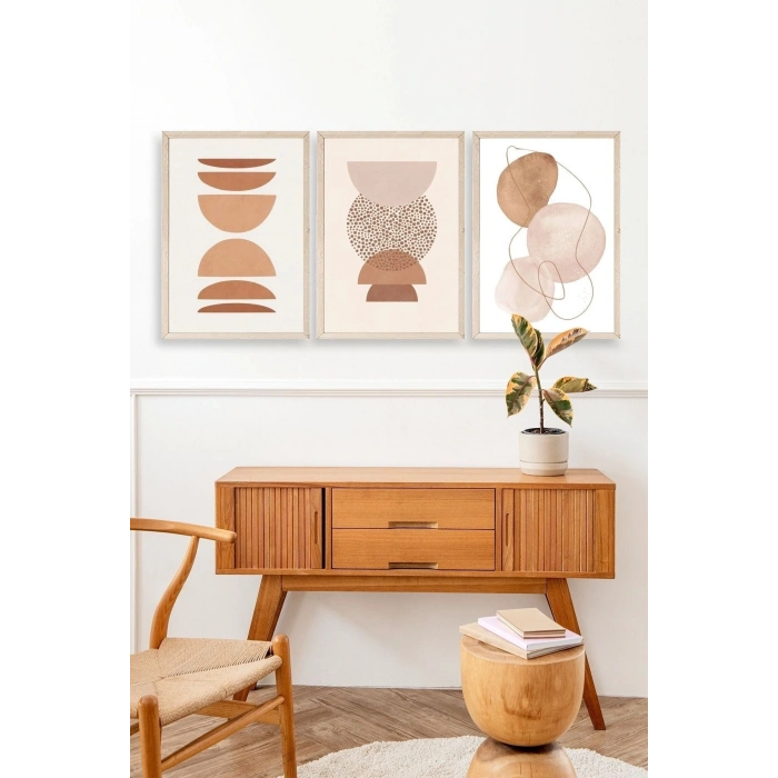 Modern Üçlü Ahşap Çerçeveli Tablo 50 x 70