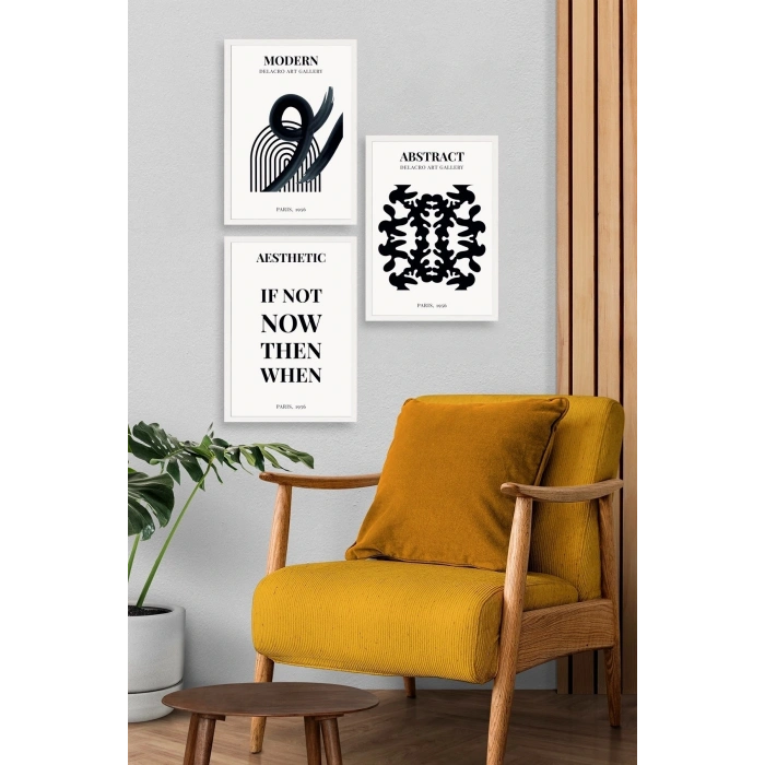 Modern Üçlü Ahşap Çerçeveli Tablo 50 x 70