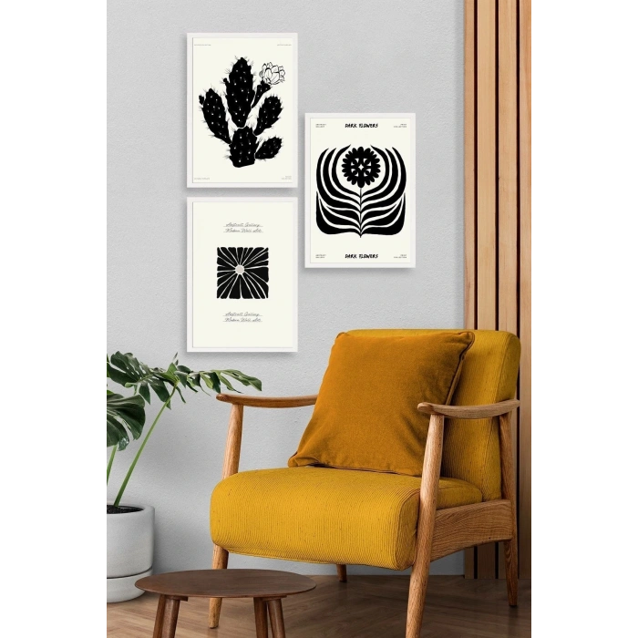 Modern Üçlü Ahşap Çerçeveli Tablo 50 x 70