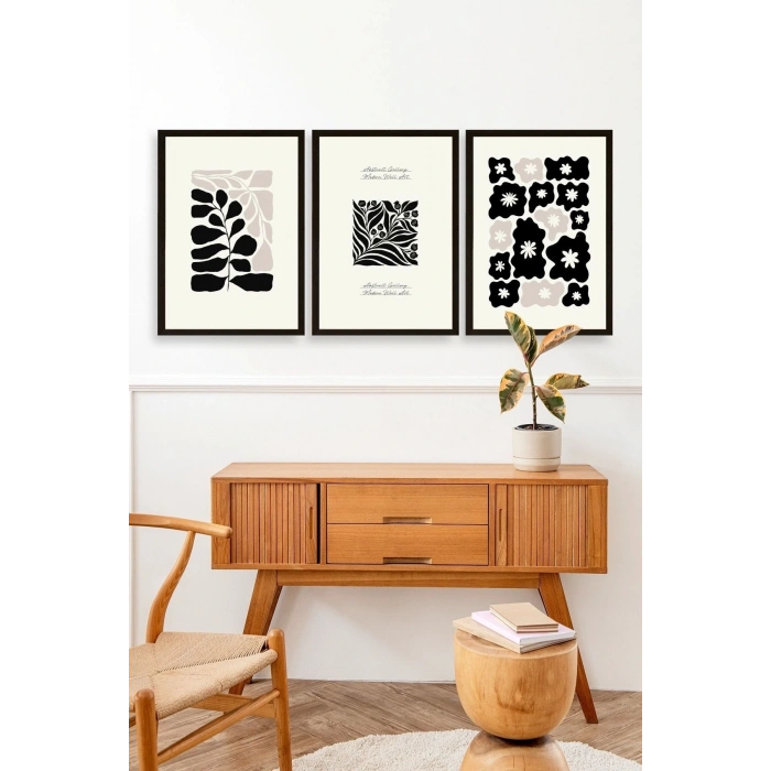 Modern Üçlü Ahşap Çerçeveli Tablo 50 x 70