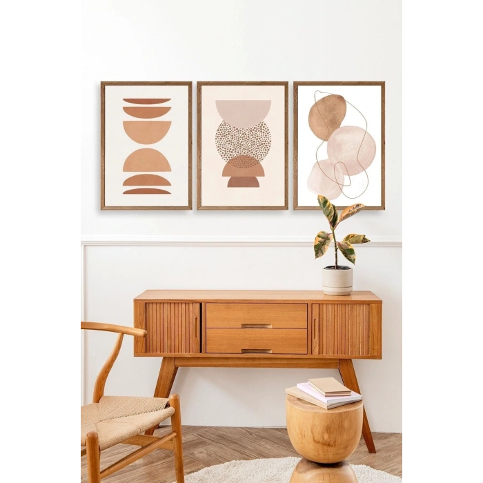 Modern Üçlü Ahşap Çerçeveli Tablo 50 x 70