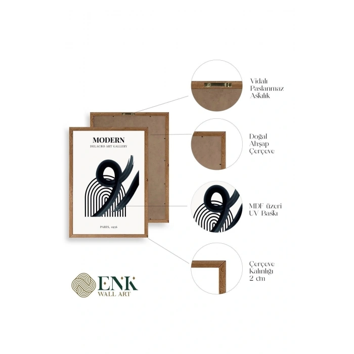 Modern Üçlü Ahşap Çerçeveli Tablo 50 x 70