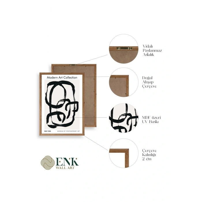 Modern Üçlü Ahşap Çerçeveli Tablo 50 x 70