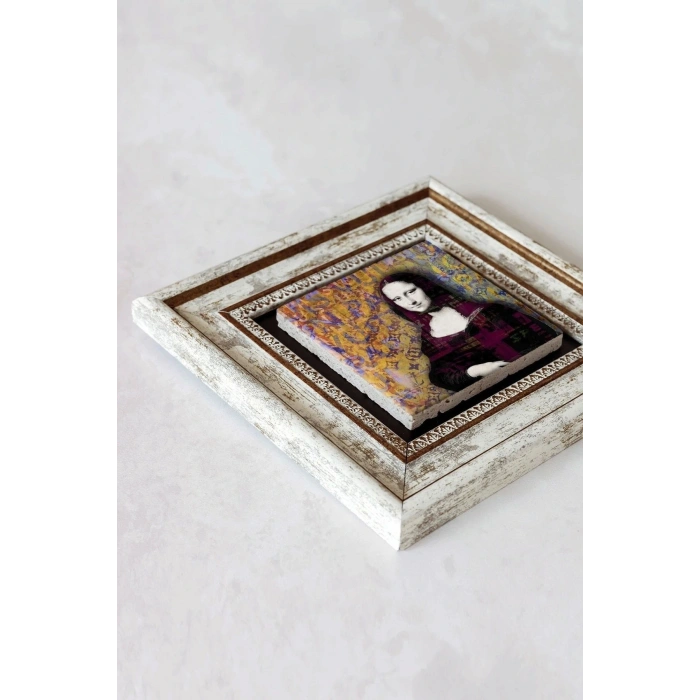 Monalisa Çerçeveli Taş Tablo , Çerçeveli Taş Duvar Dekoru -enkcrcvtbl-00094 20 cm