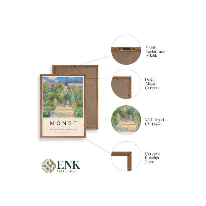 Monet Üçlü Ahşap Çerçeveli Tablo 40 x 60