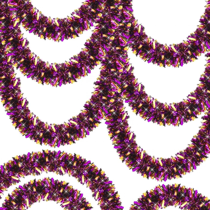 Mor Turuncu Renk 4 cm Genişlik Garland Çift Renk Sim Süs 180 cm (5365)