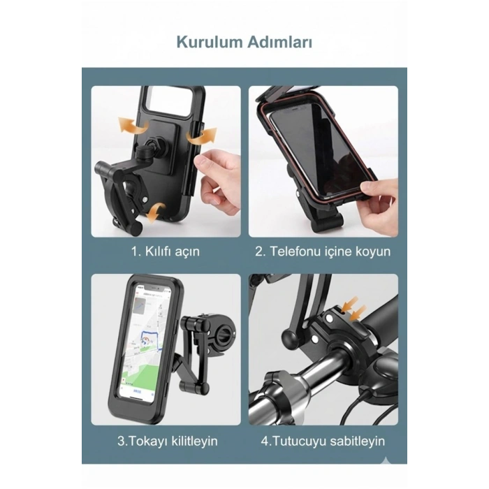 Motosiklet Bisiklet Su Geçirmez Manyetik Telefon Tutucu Gidon Navigasyon Kılıfı