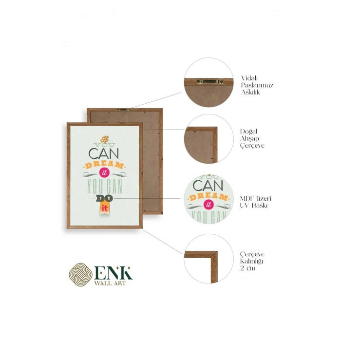 Motto Ahşap Çerçeveli Tablo 17 x 23