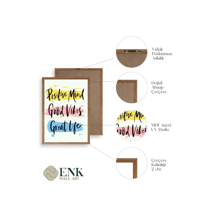 Motto Ahşap Çerçeveli Tablo 17 x 23