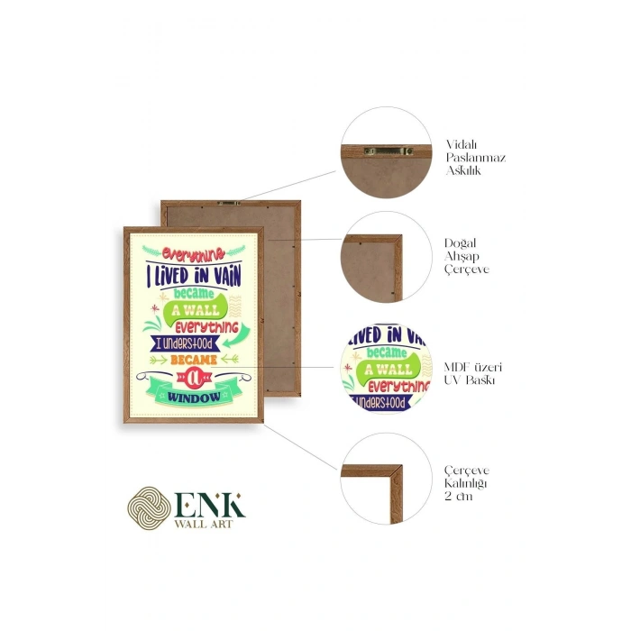 Motto Ahşap Çerçeveli Tablo 17 x 23