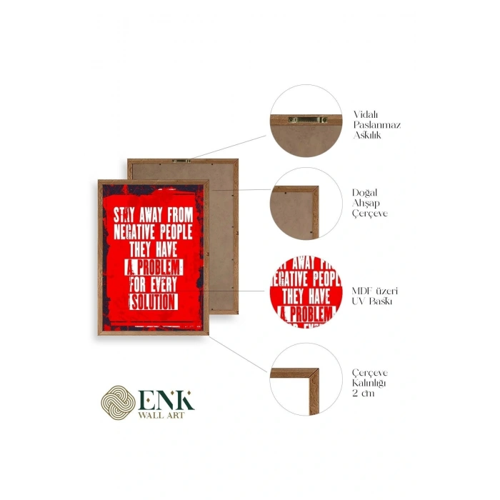 Motto Ahşap Çerçeveli Tablo 17 x 23