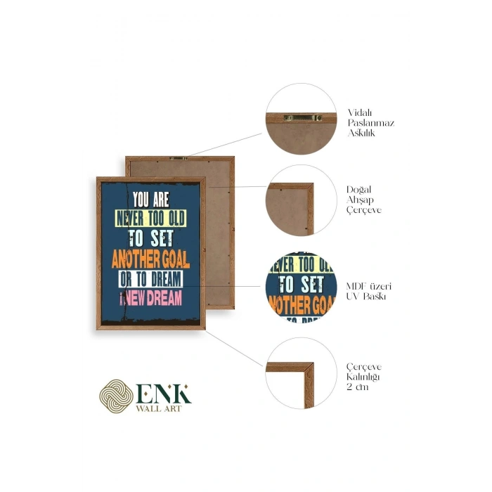 Motto Ahşap Çerçeveli Tablo 17 x 23
