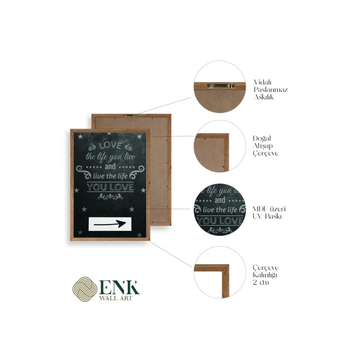 Motto Ahşap Çerçeveli Tablo 23 x 30