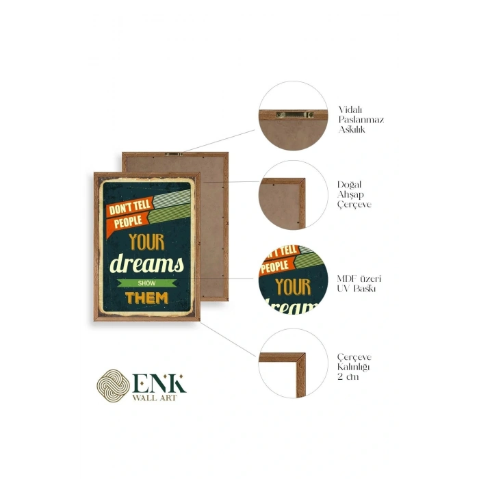 Motto Ahşap Çerçeveli Tablo 23 x 30