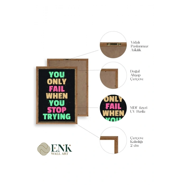 Motto Ahşap Çerçeveli Tablo 30 x 42