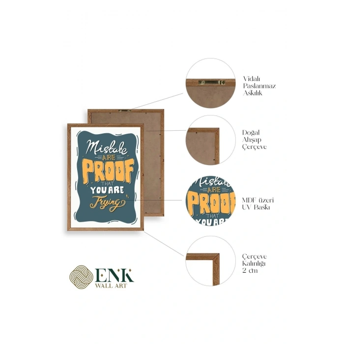 Motto Ahşap Çerçeveli Tablo 30 x 42