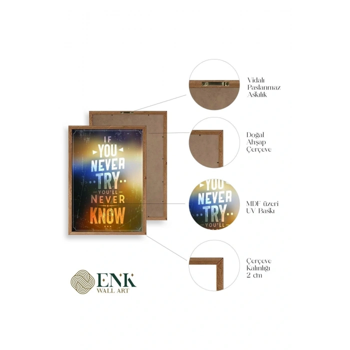 Motto Ahşap Çerçeveli Tablo 30 x 42