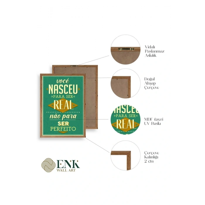 Motto Ahşap Çerçeveli Tablo 30 x 42