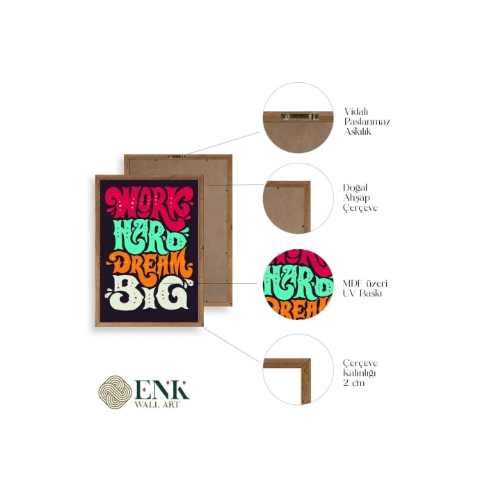 Motto Ahşap Çerçeveli Tablo 30 x 42