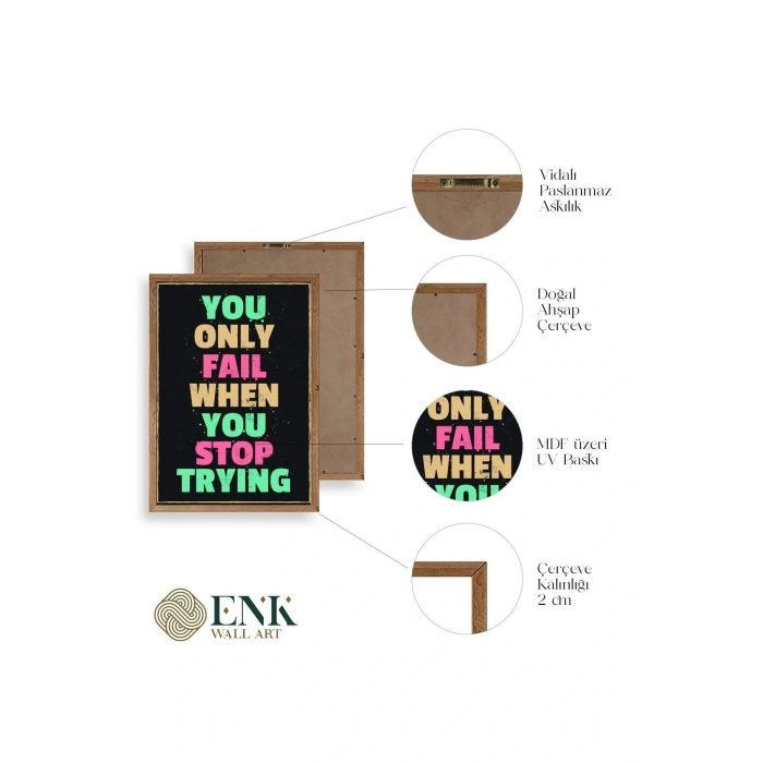 Motto Ahşap Çerçeveli Tablo 30 x 42