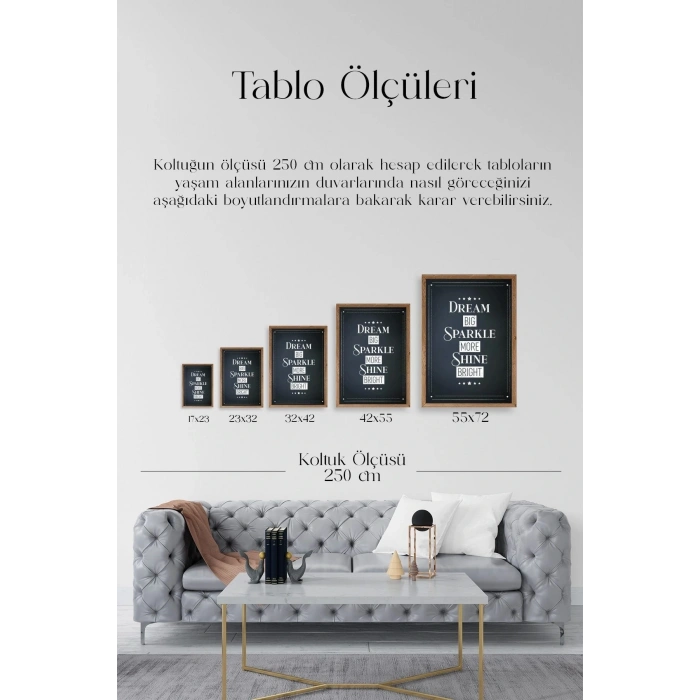 Motto Ahşap Çerçeveli Tablo 30 x 42