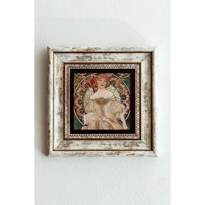 Mucha Çerçeveli Taş Tablo , Çerçeveli Taş Duvar Dekoru-enkcrcvtbl-00163 20 cm