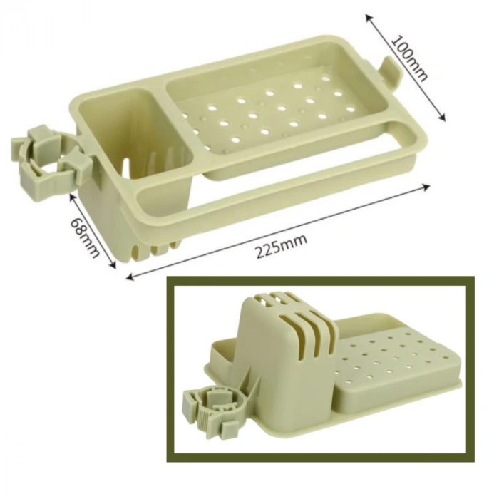 Musluğa Takılan Sünger Havlu Askılı Sabun Hazneli mutfak Banyo Lavabo Düzenleyici Organizer (5365)