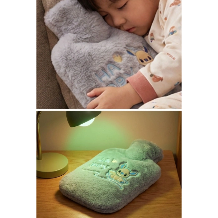 Mutlu Robot Hayvan Figürlü Gri Peluş Sıcak Su Torbası 1 Lt – Yumuşak Kılıf, Uzun Süre Sıcak Tutan Termal Su Torbası