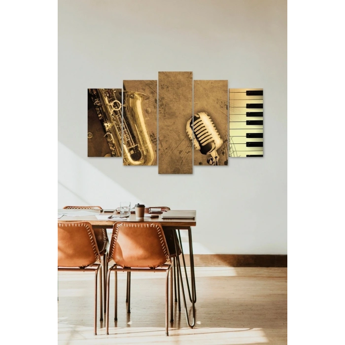 Müzik Köşesi 5 Parçalı Mdf Tablo 60 x 100