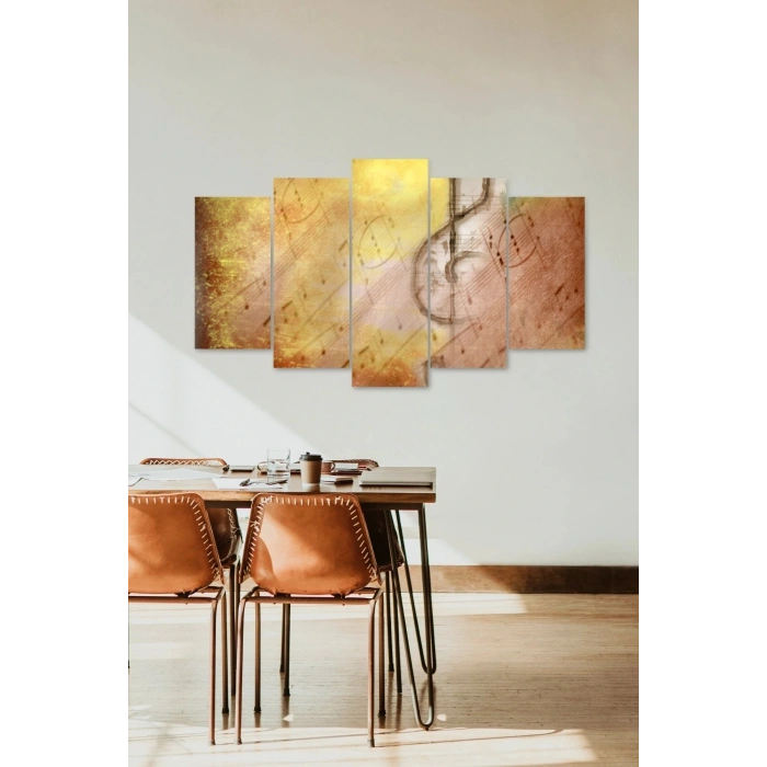 Müzik Notası 5 Parçalı Mdf Tablo 60 x 100