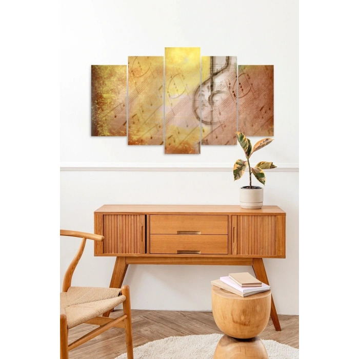 Müzik Notası 5 Parçalı Mdf Tablo 60 x 100