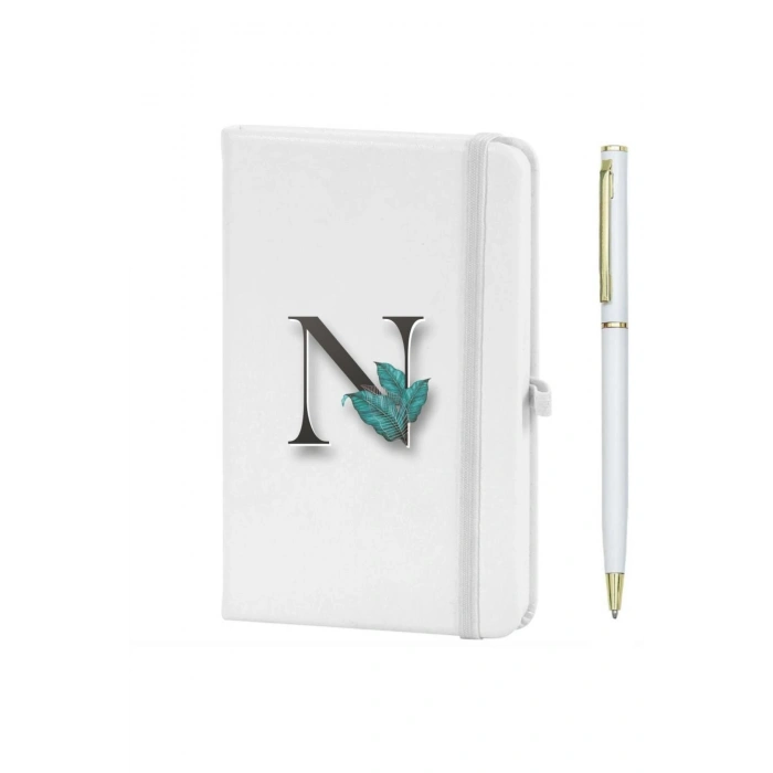 N Harfi Çiçek Baskılı Defter