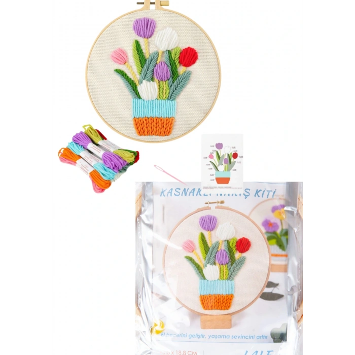 Nakış Kitleri Kasnaklı 13.5 X 18.8 cm Lale