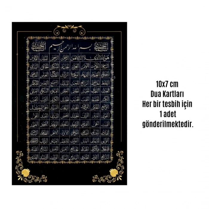 Namaz Tesbihi Vavlı 99lu Cam İncili Esmaul Hüsna Dua Kartı İle Mavi Renk Hediyelik 10 Adet