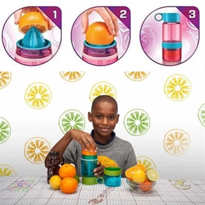 Narenciye Limon Sıkmalı Pratik Detoks Toksin Atıcı Su Matarası Spor Şişesi (5365)