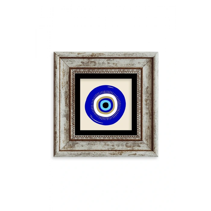 Nazar Boncuğu Çerçeveli Taş Tablo 20 cm