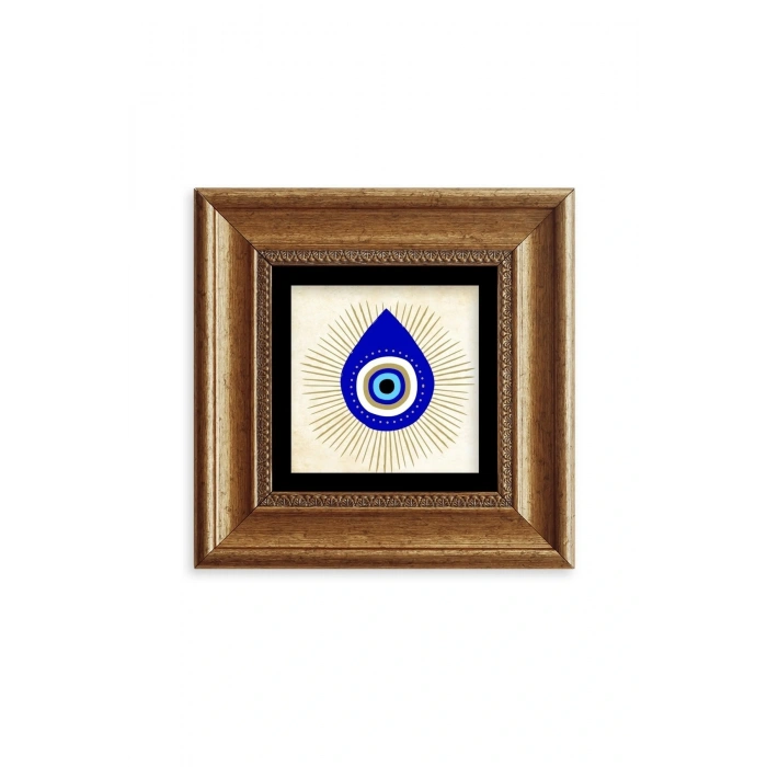Nazar Boncuğu Çerçeveli Taş Tablo 20 cm