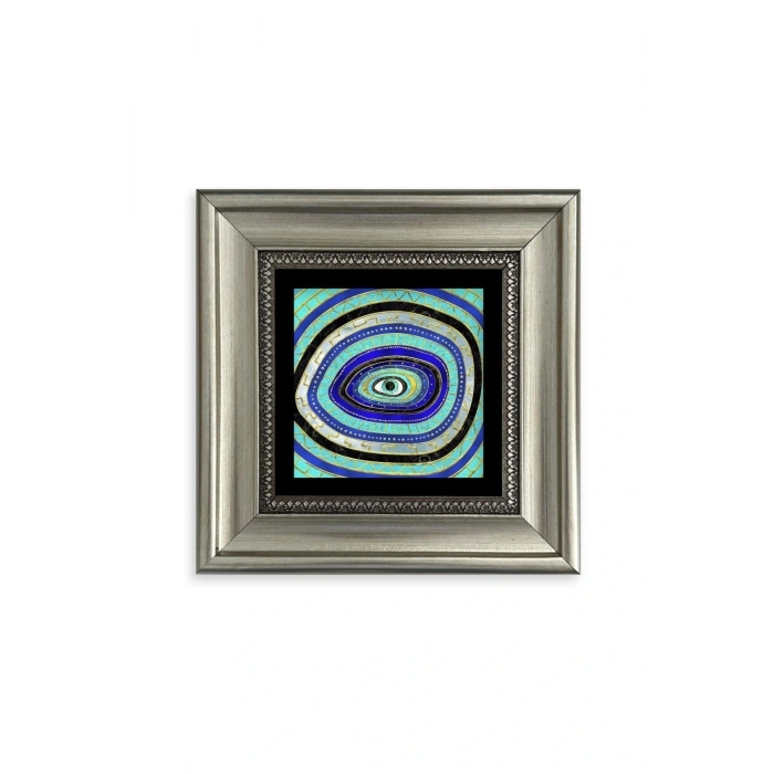 Nazar Boncuğu Çerçeveli Taş Tablo 20 cm