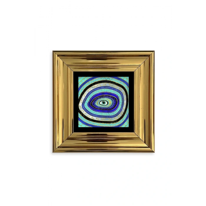 Nazar Boncuğu Çerçeveli Taş Tablo 20 cm